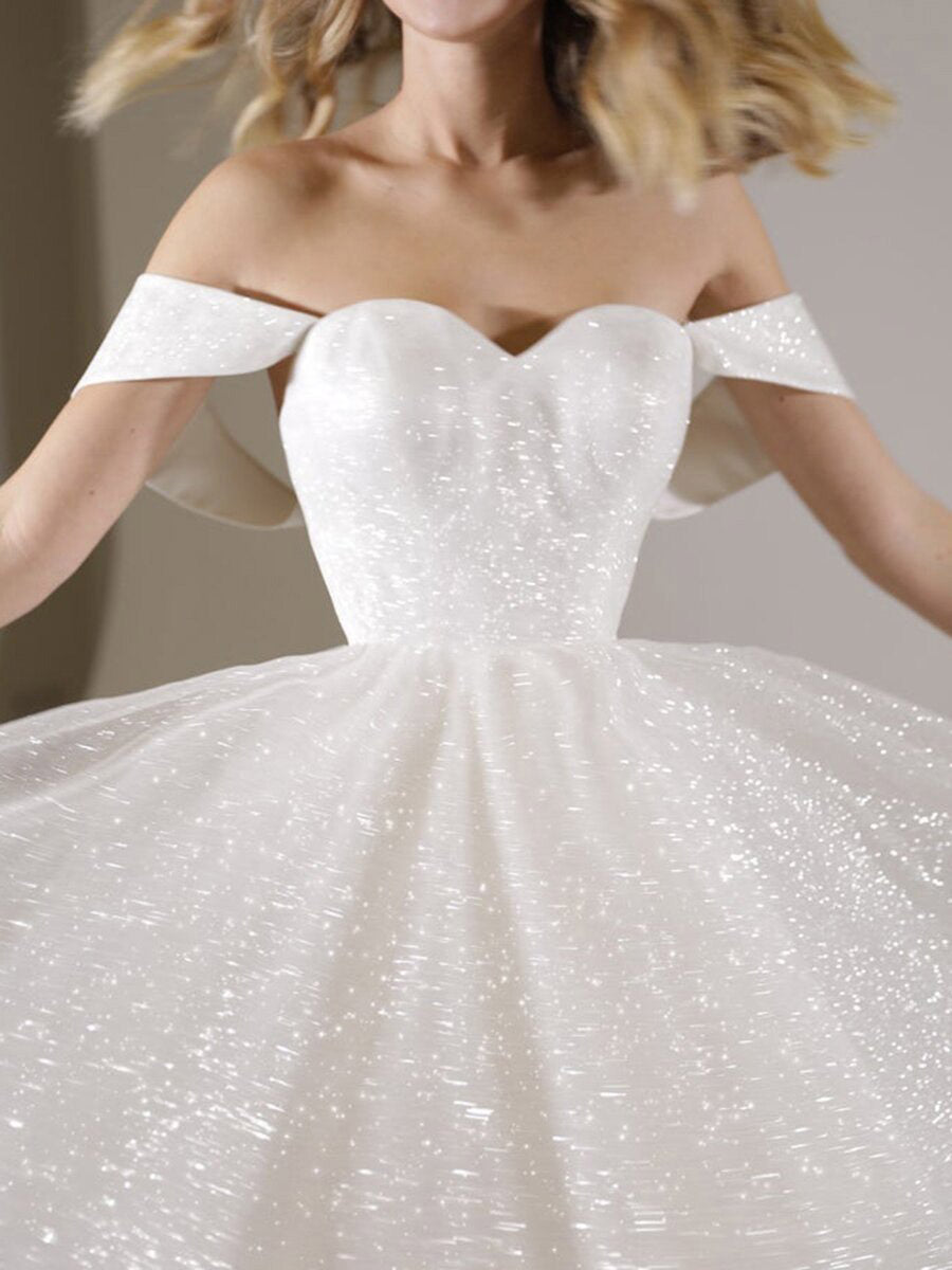 White Sweetheart Off-Shoulder Sequin Mini Dress — view 2