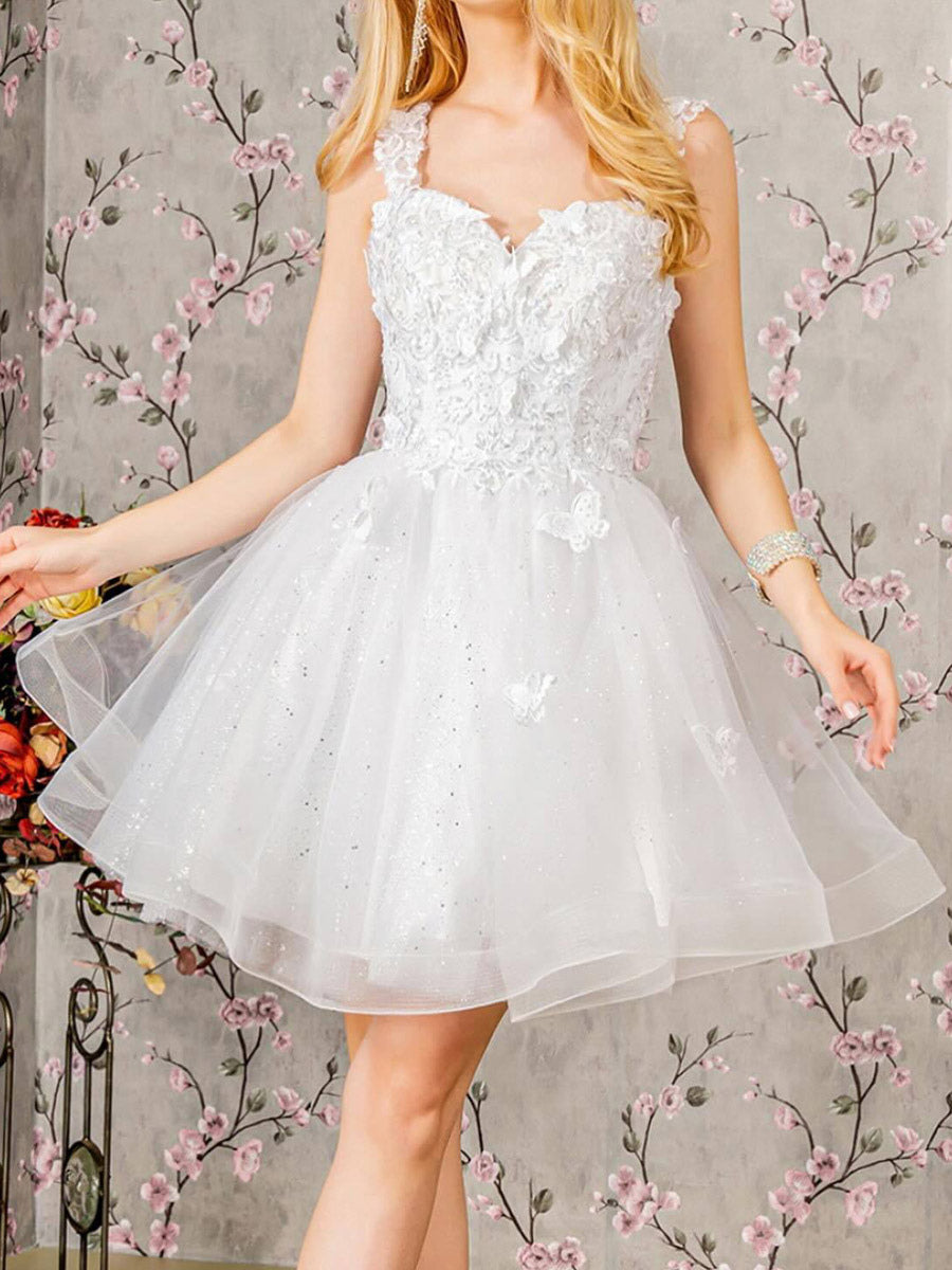 Lilac Sweetheart Lace Mini Dress — view 5