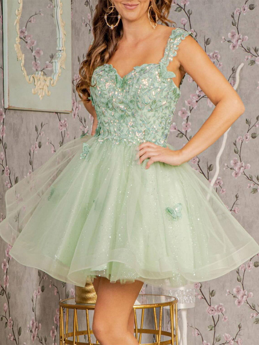 Lilac Sweetheart Lace Mini Dress — view 3
