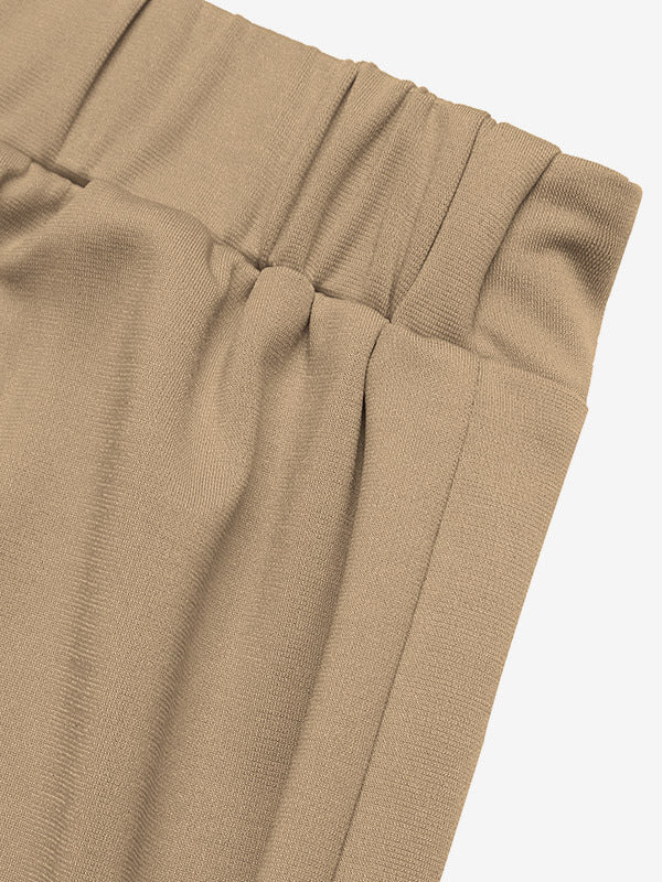 khaki long sleeve high waisted wide leg two piece set — view 6