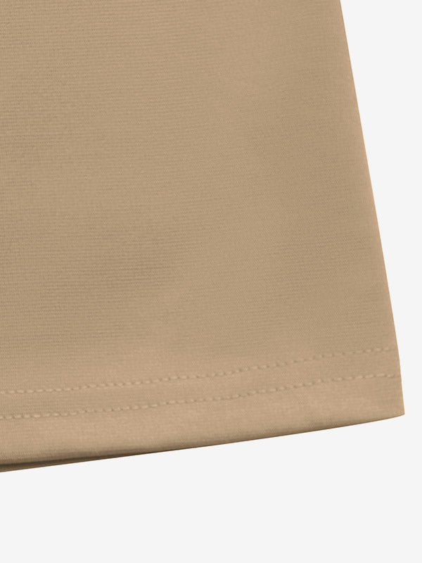 Khaki Long-Sleeve High-Waisted Wide-Leg Two-Piece Set — view 4