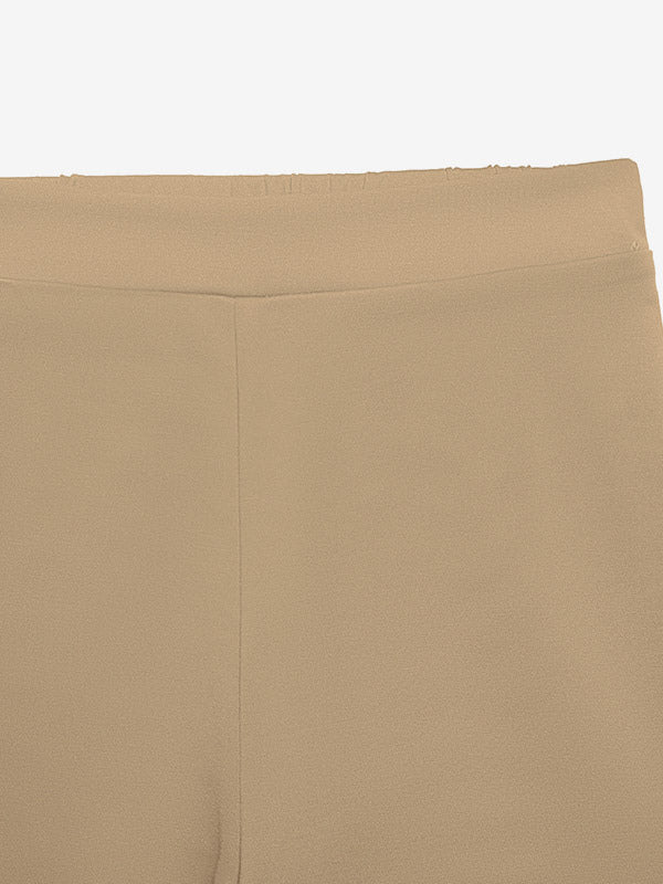 khaki long sleeve high waisted wide leg two piece set — view 3