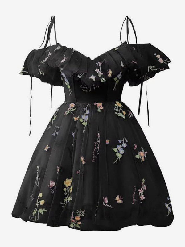 Purple Off-Shoulder Ruffle Mini Dress — view 14