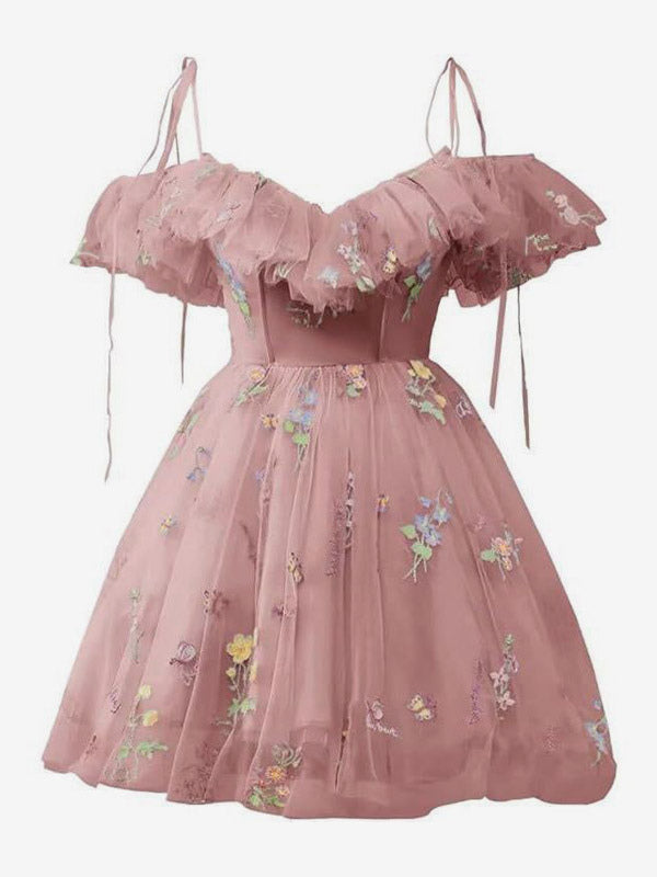 Purple Off-Shoulder Ruffle Mini Dress — view 8