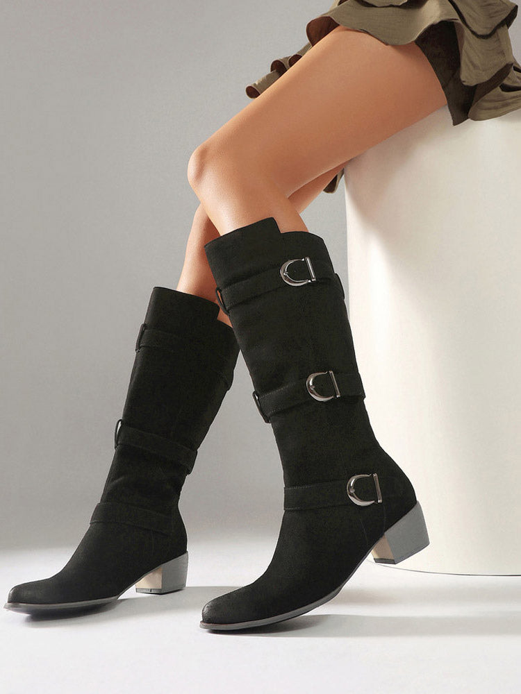 brown suede knee high boots — view 7