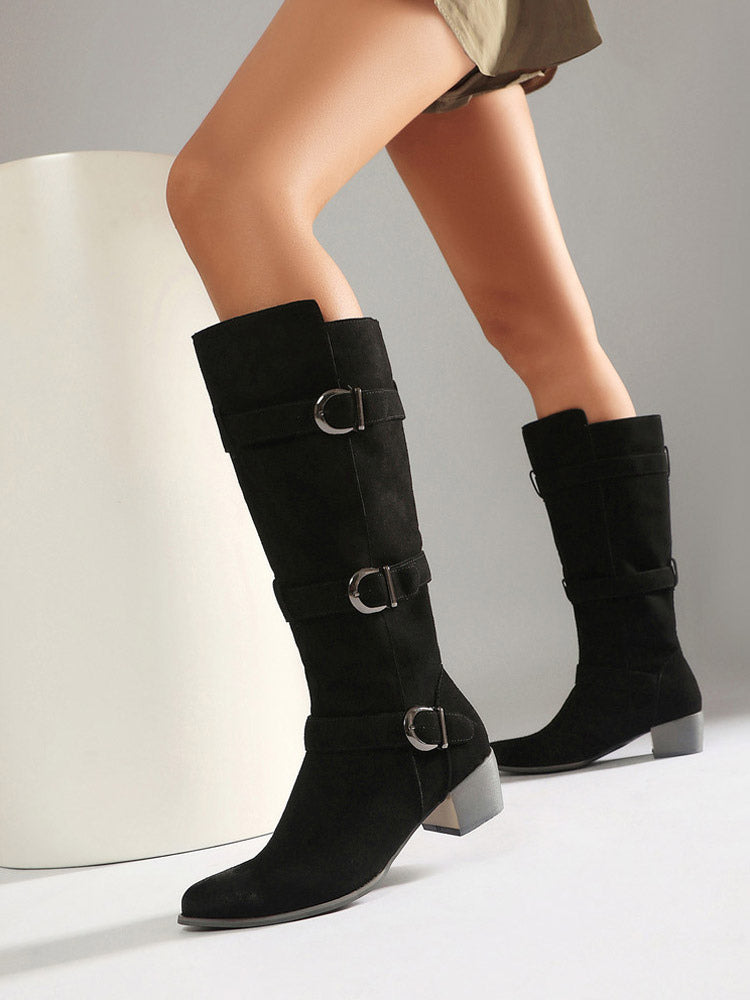 Brown Suede Knee-High Boots — view 8