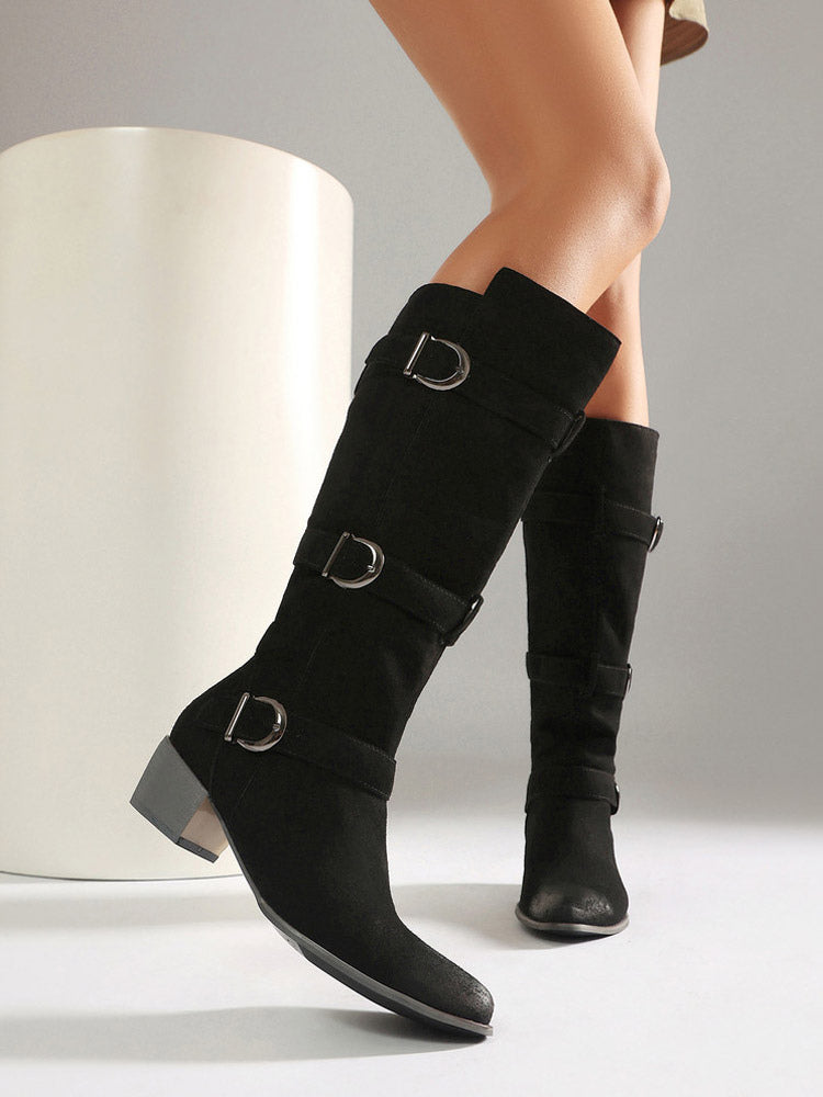 brown suede knee high boots — view 9