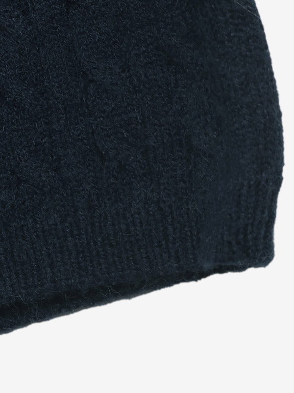 Navy Long-Sleeve V-Neck Cropped Two-Piece Set — view 4