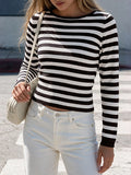 Brown Long-Sleeve Round-Neck Cropped Jumper — view 1