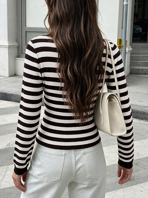 Brown Long-Sleeve Round-Neck Cropped Jumper — view 2