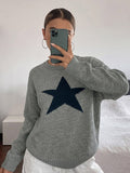Grey Long-Sleeve Round-Neck Relaxed Jumper — view 1