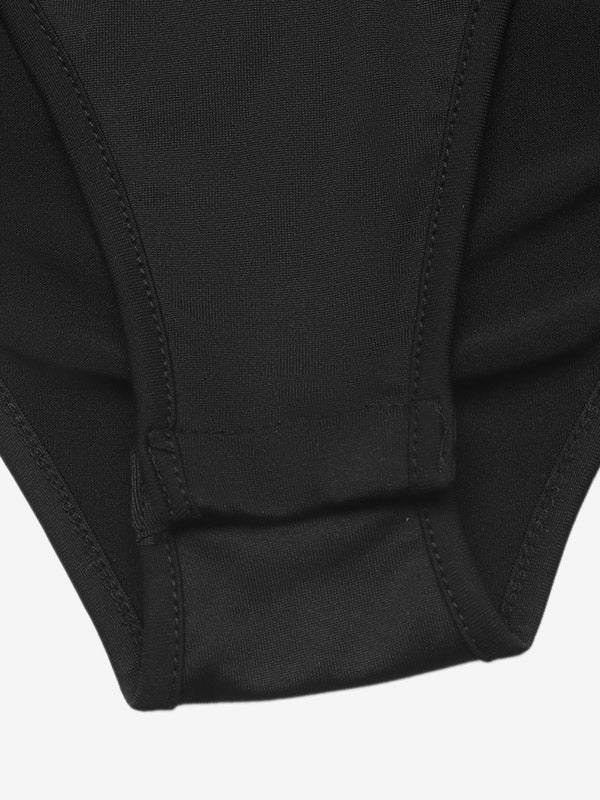 Black Long-Sleeve V-Neck Lace Bodysuit — view 5