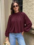 Burgundy High-Neck Relaxed Blouse — view 1
