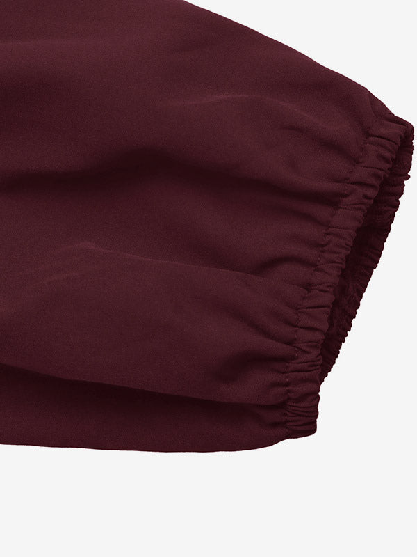 Burgundy High-Neck Relaxed Blouse — view 3