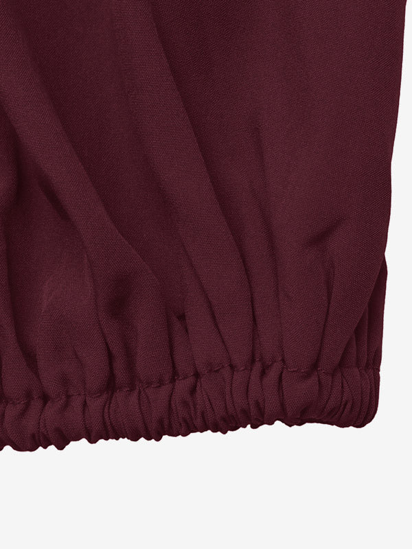 Burgundy High-Neck Relaxed Blouse — view 4