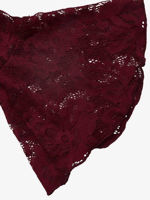 Burgundy Long-Sleeve Sweetheart Lace Mini Dress — view 4