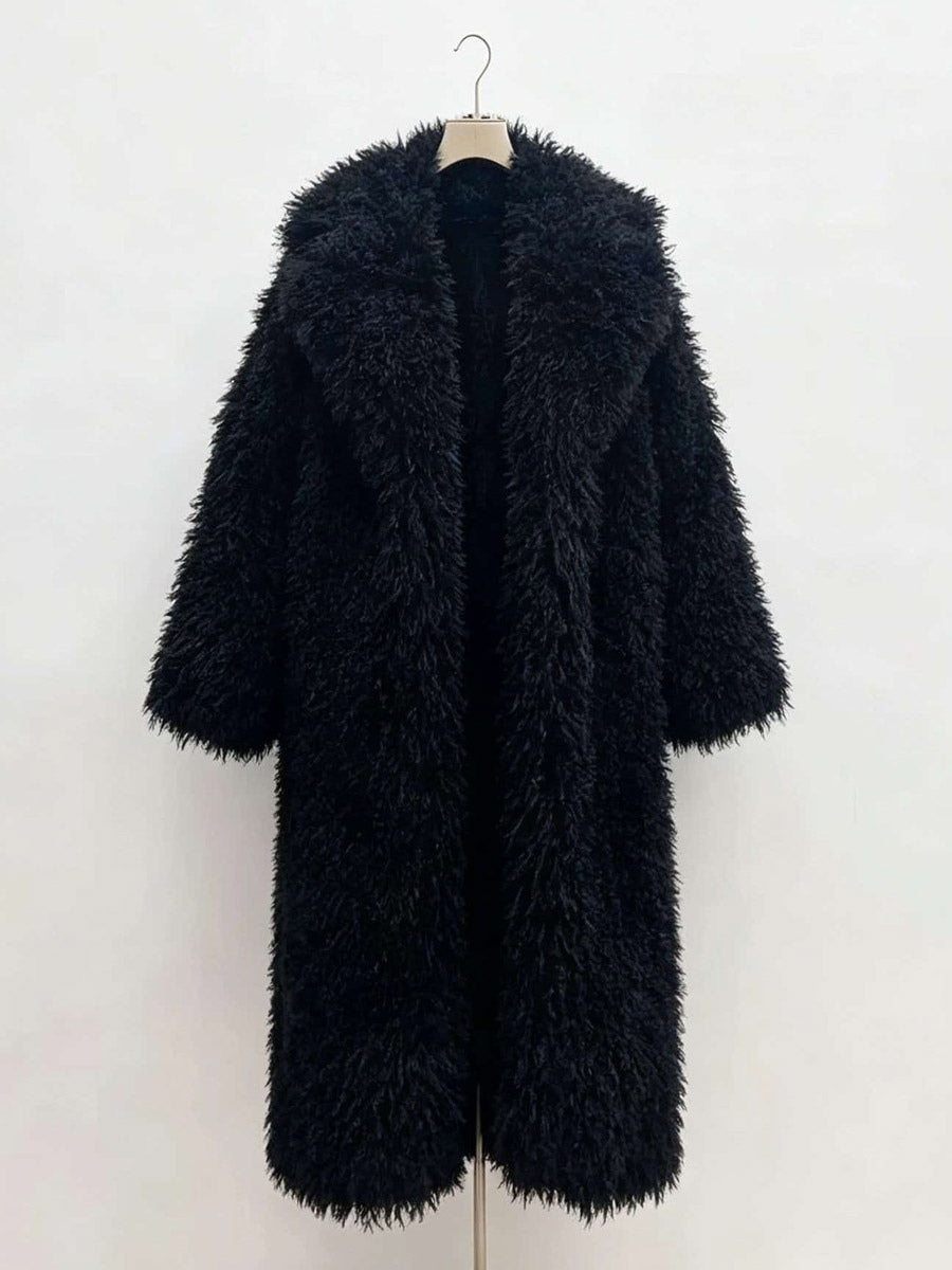 Apricot Longline Faux Fur Coat — view 19