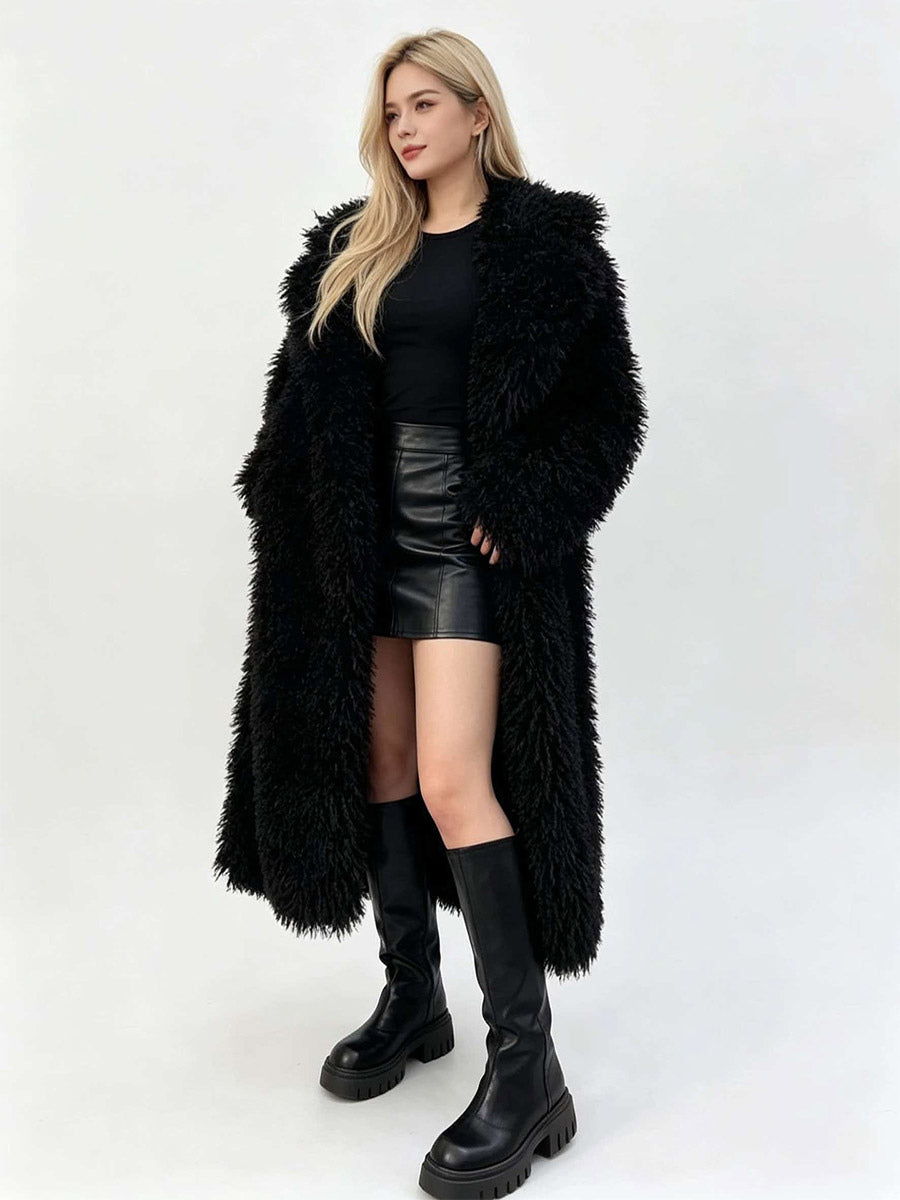 Apricot Longline Faux Fur Coat — view 17