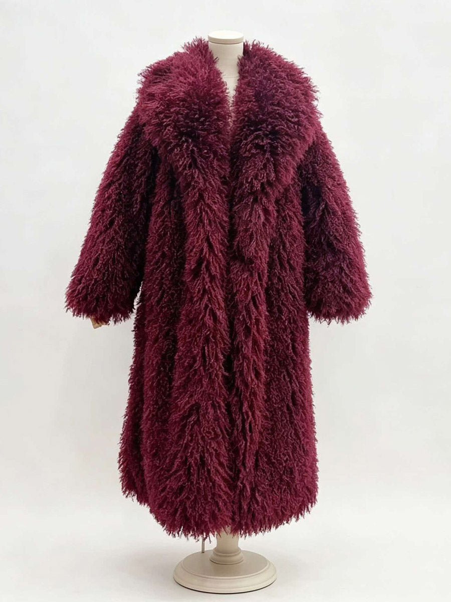 Apricot Longline Faux Fur Coat — view 7