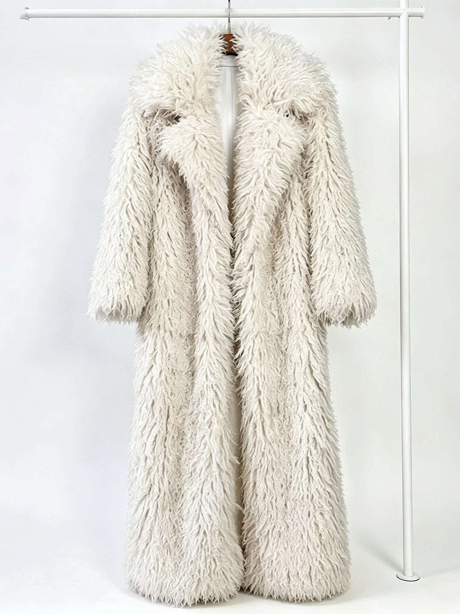Apricot Longline Faux Fur Coat — view 16