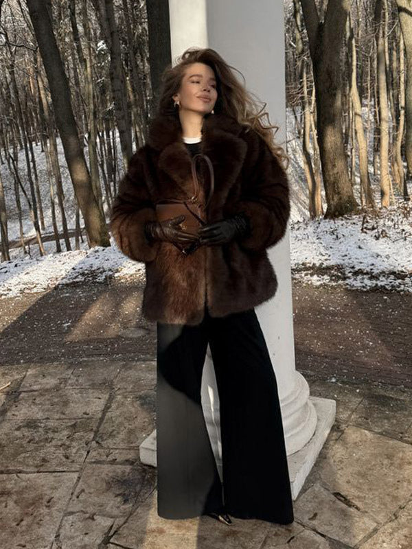 Brown Long-Sleeve Relaxed Coat — view 3