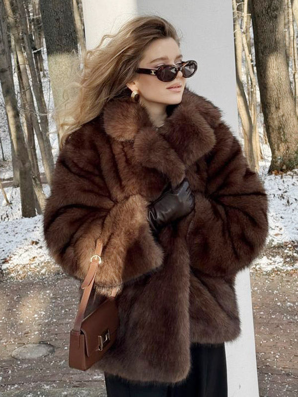Brown Long-Sleeve Relaxed Coat — view 2
