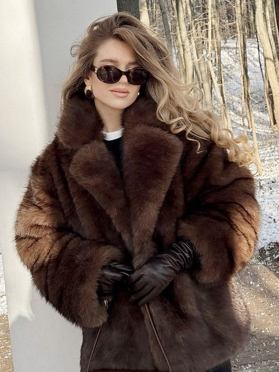 Brown Long-Sleeve Relaxed Coat — view 1