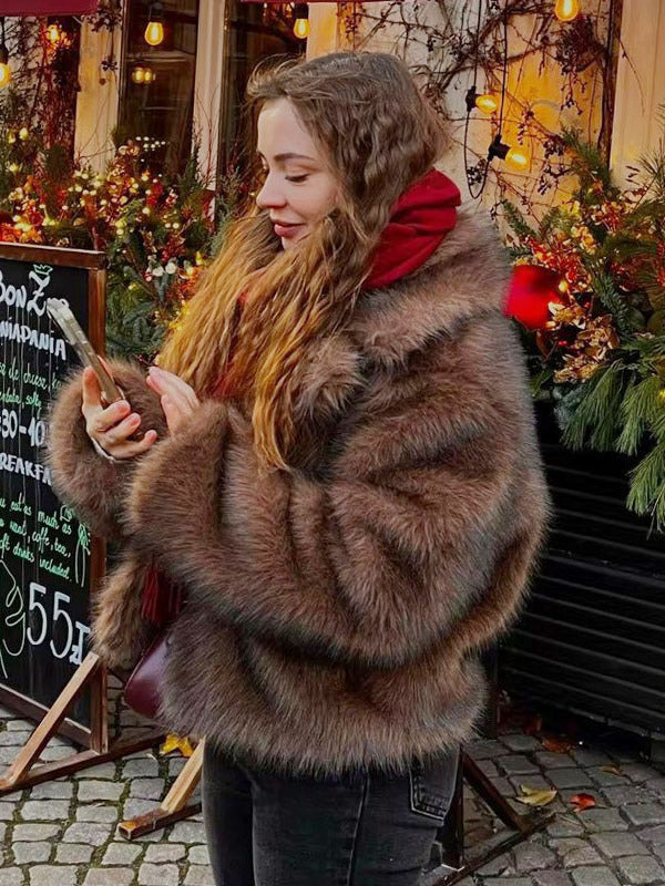 brown long sleeve relaxed midi coat — view 5