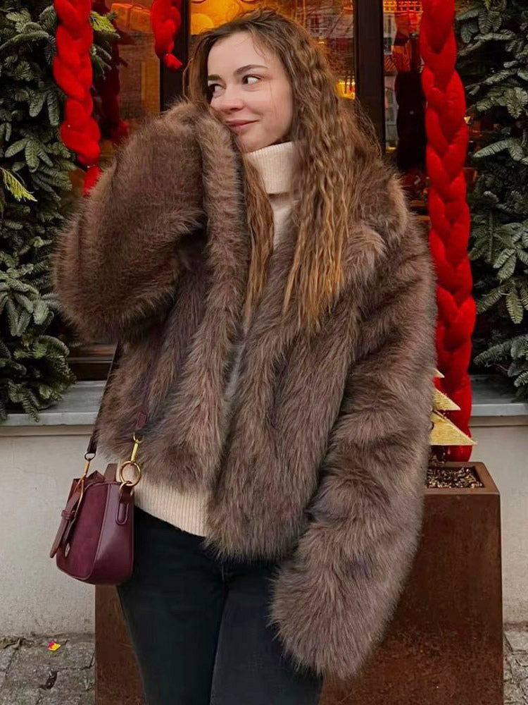 Brown Long-Sleeve Relaxed Midi Coat — view 4