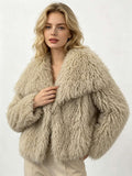 Apricot Long-Sleeve Faux Fur Coat — view 1