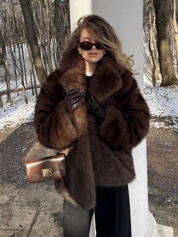 Brown Long-Sleeve Relaxed Coat — view 4