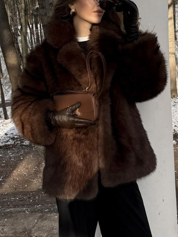 Brown Long-Sleeve Relaxed Coat — view 5