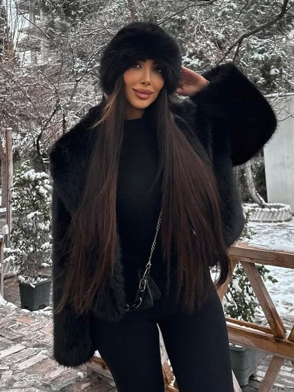 Black Long-Sleeve Hooded Short Jacket — view 2