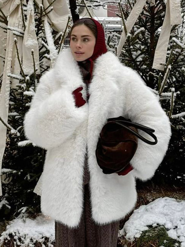 white belted faux fur coat — view 2