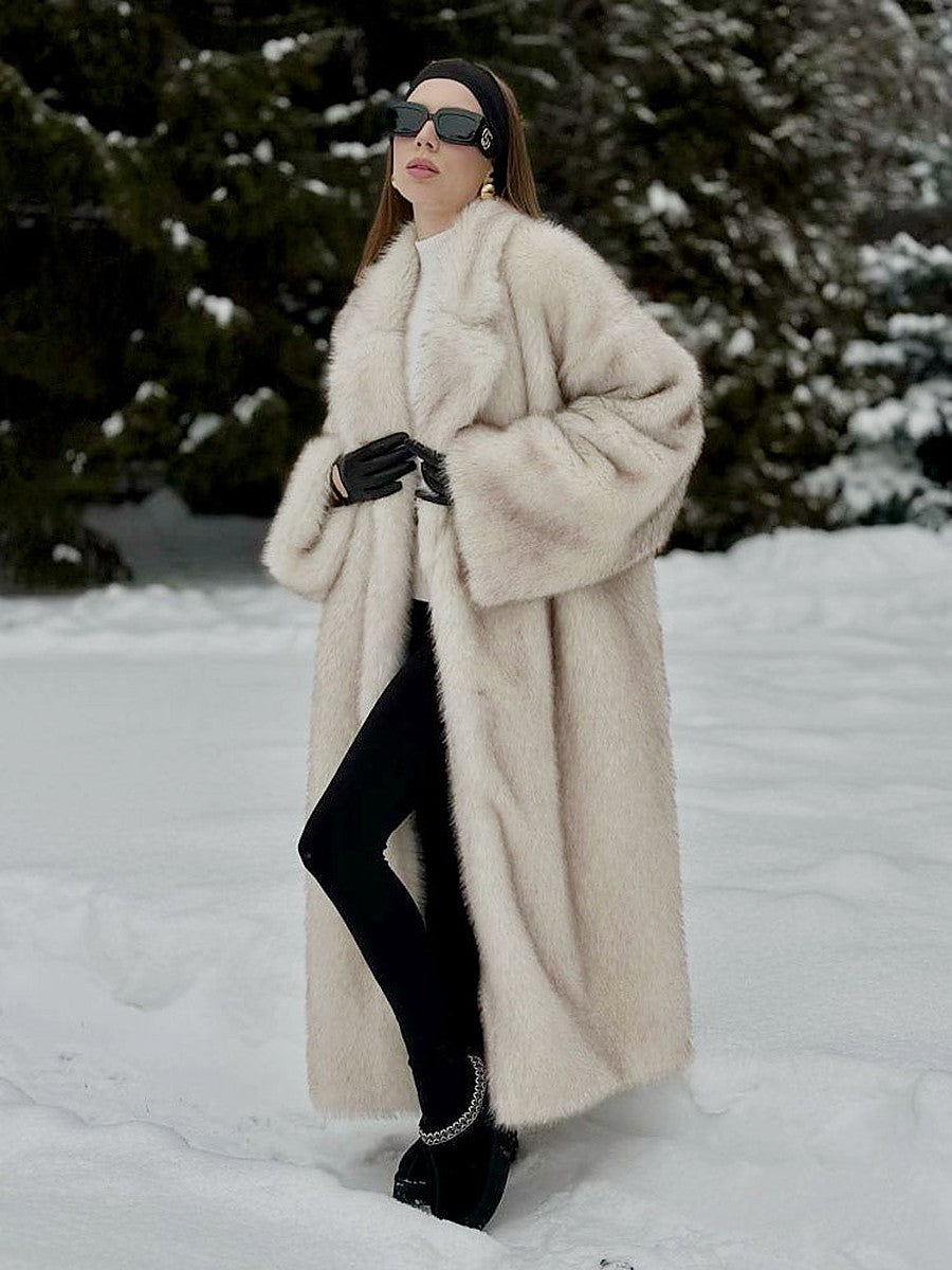 Ivory Longline Faux Fur Coat — view 1