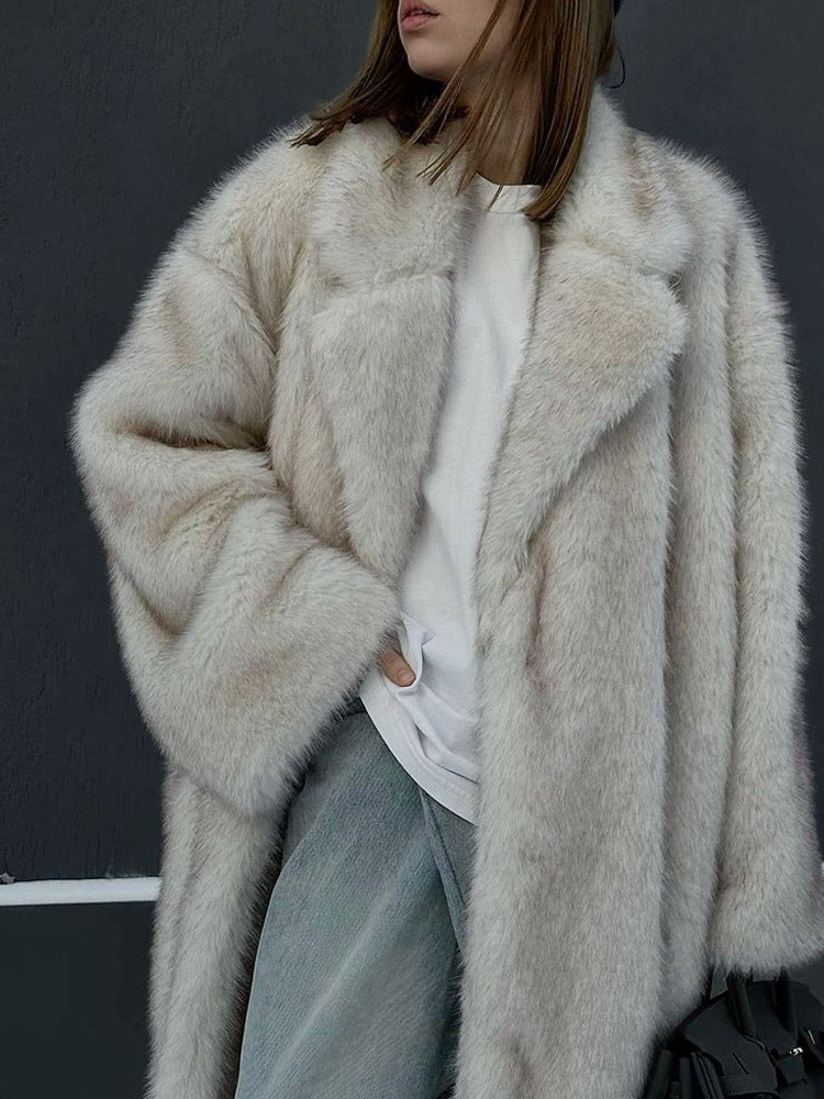 Ivory Longline Faux Fur Coat — view 2