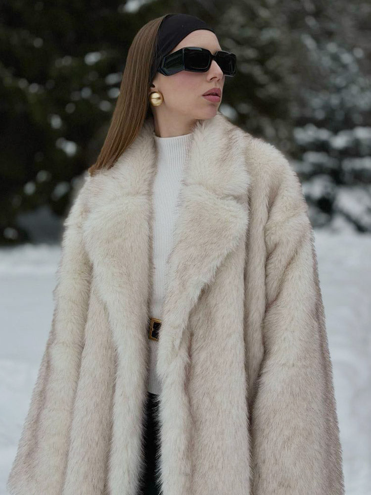 Ivory Longline Faux Fur Coat — view 3
