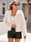 Apricot Long-Sleeve Round-Neck Coat — view 1