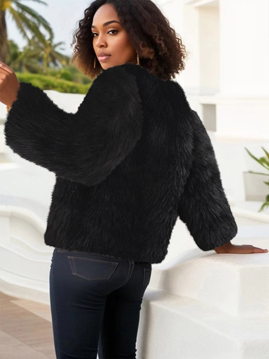 Apricot Long-Sleeve Round-Neck Coat — view 10