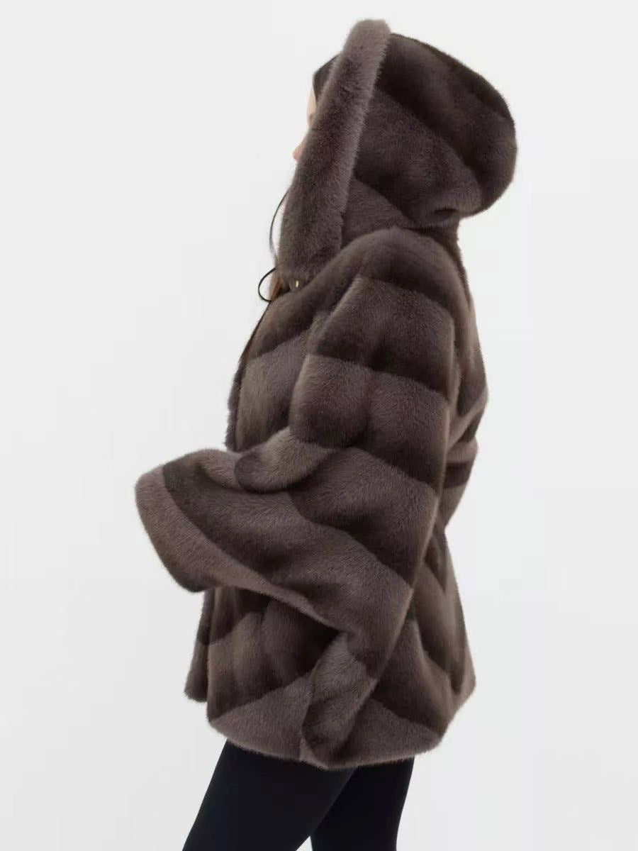 Taupe Belted Hooded Coat — view 11