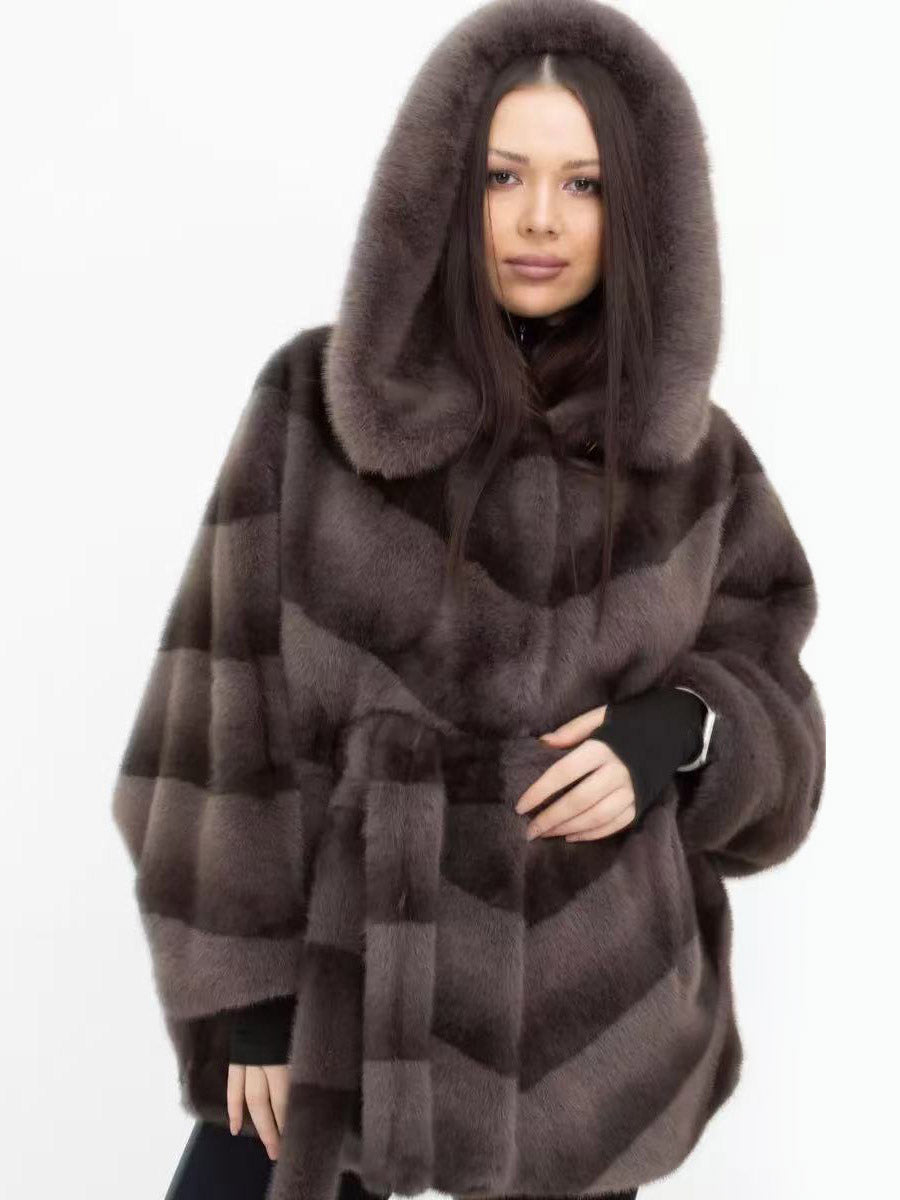 Taupe Belted Hooded Coat — view 5