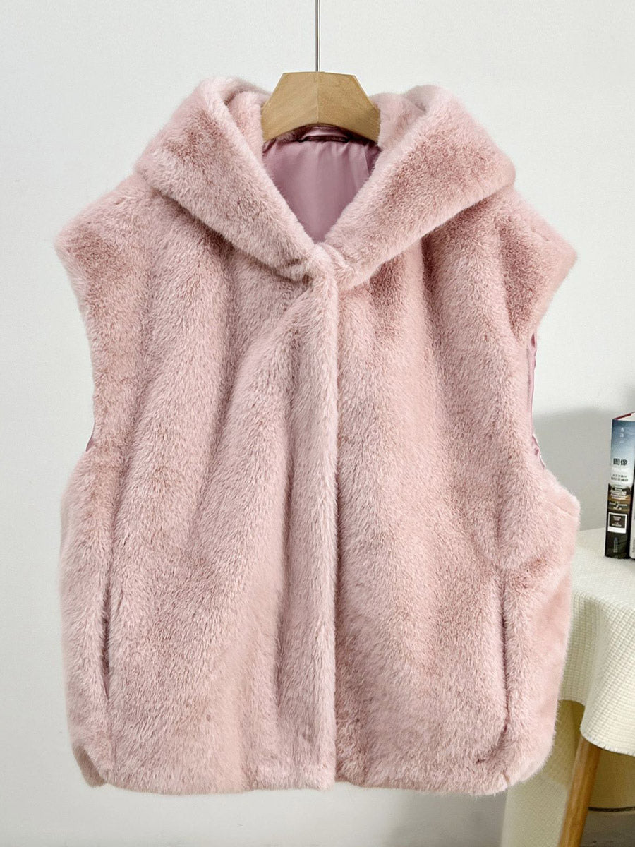 apricot sleeveless hooded midi jacket — view 11