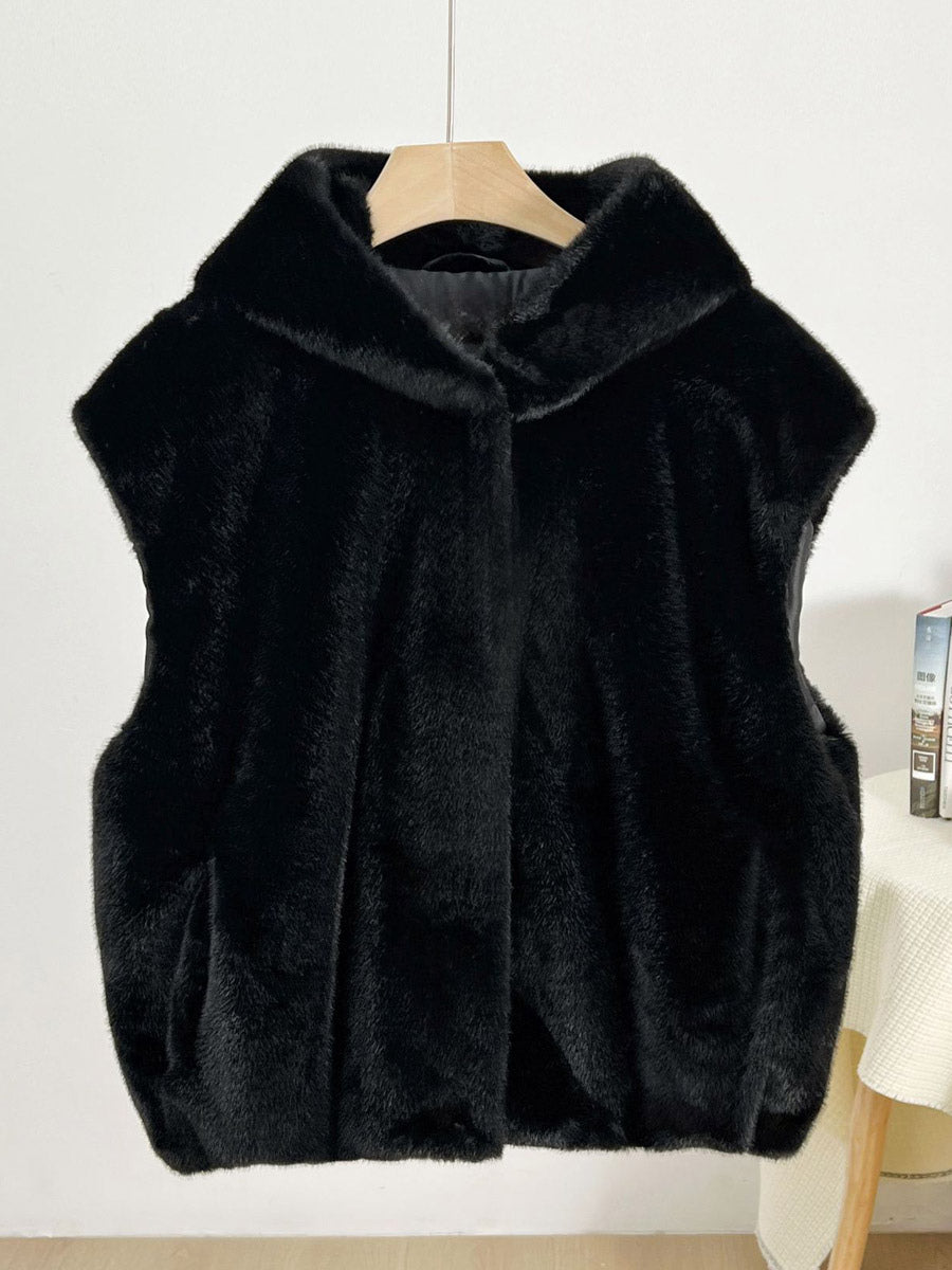 Apricot Sleeveless Hooded Midi Jacket — view 13