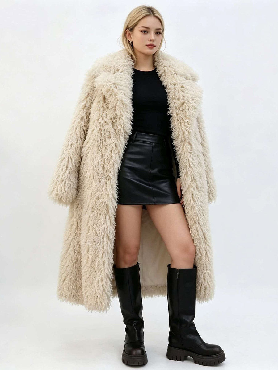 Apricot Longline Faux Fur Coat — view 1