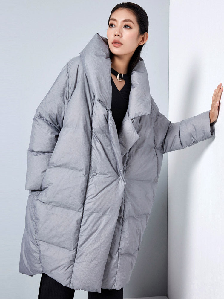 Red Wrap Relaxed Longline Puffer Jacket — view 6