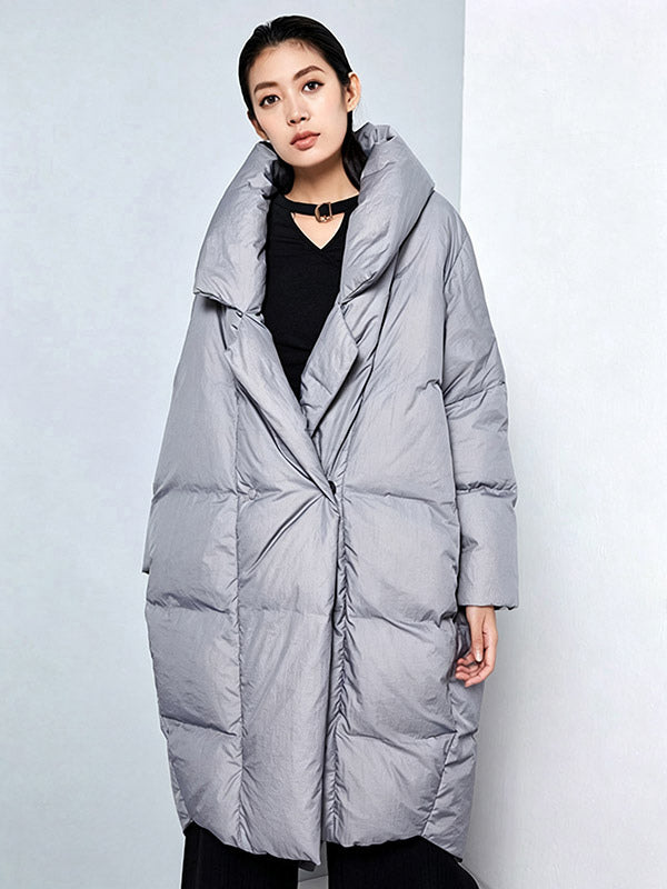 Red Wrap Relaxed Longline Puffer Jacket — view 7