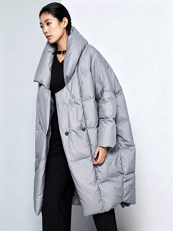 Red Wrap Relaxed Longline Puffer Jacket — view 8