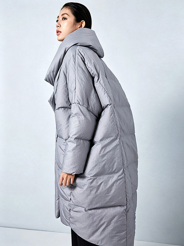Red Wrap Relaxed Longline Puffer Jacket — view 9