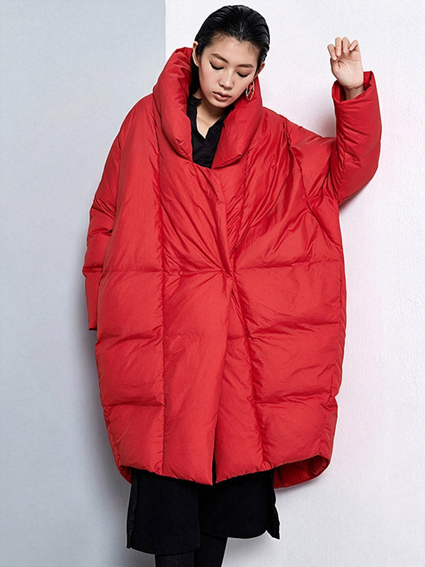 Red Wrap Relaxed Longline Puffer Jacket — view 2