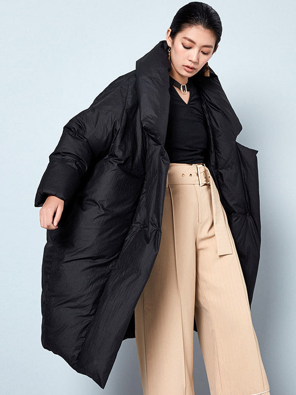 Red Wrap Relaxed Longline Puffer Jacket — view 10